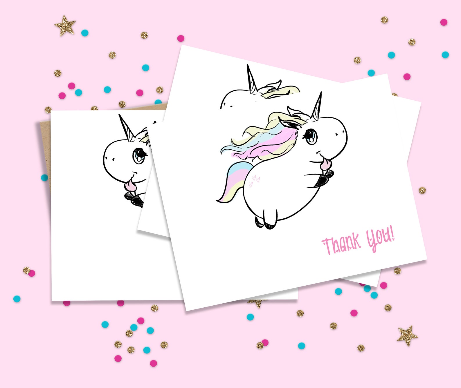 Unicorn Party, Unicorn Thank You, Thank You Notes, Thank You Set ...