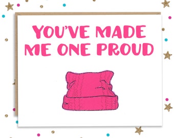 Mothers Day Card, Card for Mom, Mothers Day Gift, Feminist Card, Women's March, Pink Pussy Hat, Birthday Card, Protest Card, Greeting Card