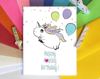 Mature Cute Handmade Birthday Card for Unicorn Lover