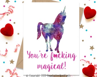 Mature Funny Greeting Card, Valentines Day Card, Valentines Day Gift, Unicorn Card, Funny Birthday Card, Funny Card, Love Card, Card for Her