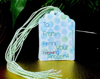 Mature - Holiday Gift Tags - Set of 12 - Christmas - Handmade - Funny - Gifts for Friends - Unique Presents - FourLetterWordCards