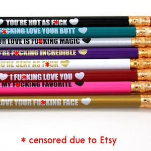 Mature Naughty Pencils Valentines Day Gift Funny Pencils Set Stationery Pencils Gift for Him image 1