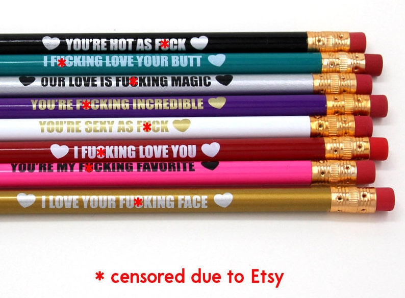 Mature Naughty Pencils Valentines Day Gift Funny Pencils Set Stationery Pencils Gift for Him image 1