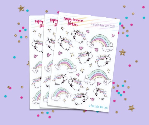 Stickers, Unicorn Stickers, Planner Stickers, Rainbow Unicorn Stickers