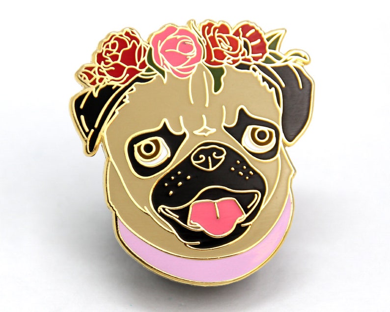 Pug Lover Gift, Enamel Pin, Pug Dog Lover Gift, Pug Enamel Pin, Pin collection, Gift for Dog Lover, Gift for Her, Gift for Him, Flair image 1