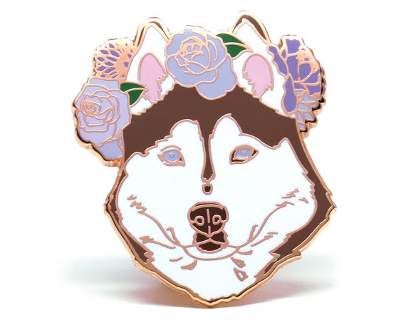 Red Husky Enamel Pin - Rose Gold Pin - Valentines Day Gift For Her - Galentines Day Gift