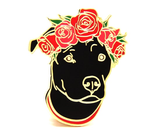 Black Pit Bull - Valentines Day Gift - Gift for Dog Lover - Cute Dog Enamel Pin