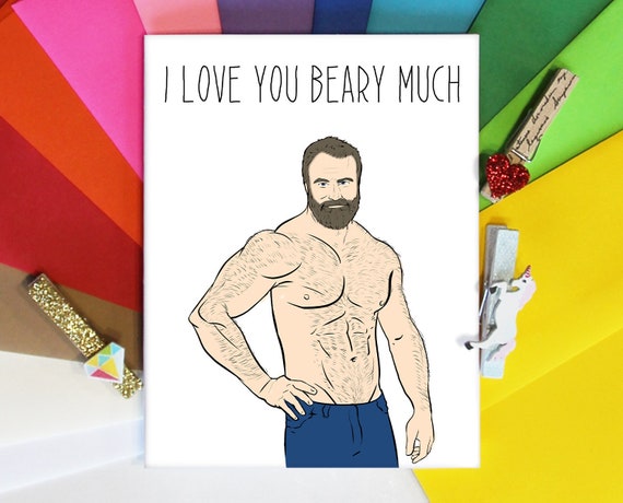 Love you Beary Much, Gay Greeting Card, Gay Card, Gay Greeting, Gay Cards, Funny Gay Greeting, Love Cards, Cards for Him, Boyfriend