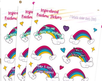 Pegatinas arcoíris inspiradoras para MADUROS: Calcomanías feministas para agenda (2 hojas)