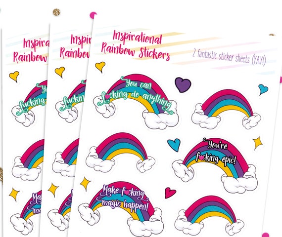 Valentine's Day Stationery - Rainbow Planner Stickers - Encouraging - Cute Feminist Stationery