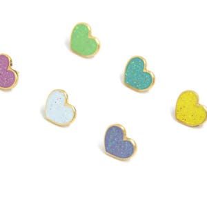 Heart Enamel Pin Set Valentines Day Gift for Her Mini Enamel Pins Pastel Hearts image 1