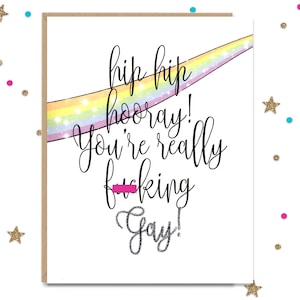 Carte de voeux gay, carte pour elle, carte pour lui, carte de voeux drôle, coming out, carte de soutien LGBTQ, carte de mariage gay, fête du coming out
