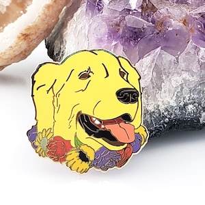 Cute Golden Retriever Gift - Holiday Present for Dog Lover - Retriever Enamel Pin - Stocking Stuffer