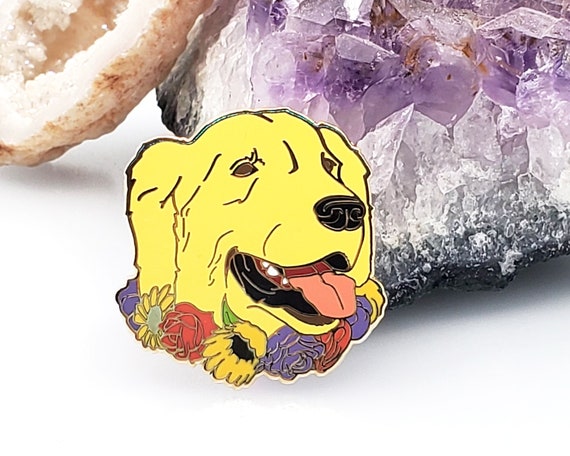 Cute Golden Retriever Gift - Holiday Present for Dog Lover - Retriever Enamel Pin - Stocking Stuffer