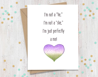 Non-Binary Pride Card, Coming out of Closet, Coming Out, LGBTQ, Greeting Card, Pride, Trans Pride, FourLetterWordCards