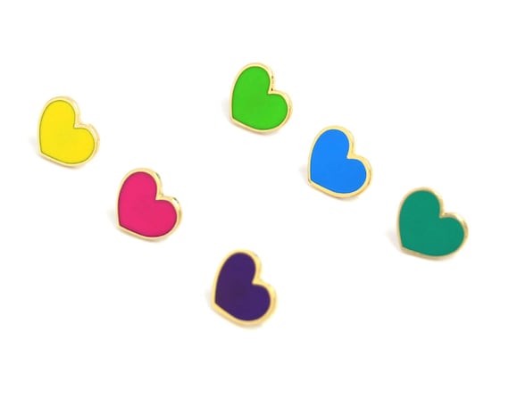Neon Hearts - Heart Enamel Pins - Valentines Day Gift for Her - Galentines Day Gift - Mini Heart Pins
