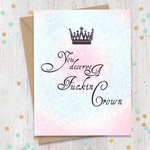 Mature You deserve a Fn crown! Adult thank you card, Thank you card, Funny card, Many Thanks card, Thank you greeting card 画像 2