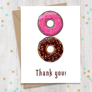 Set of 5 Donut Thank You Cards, Doughnut Cards, Greeting Cards, Funny Cards, Blank Cards, Cards for Friend, Card Set, FourLetterWordCards