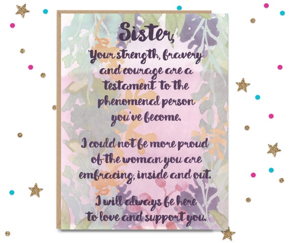 Transgender Support, Trans Support Card, Card for Trans Sister, Coming Out Card