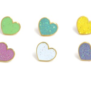 Heart Enamel Pin Set Valentines Day Gift for Her Mini Enamel Pins Pastel Hearts image 3