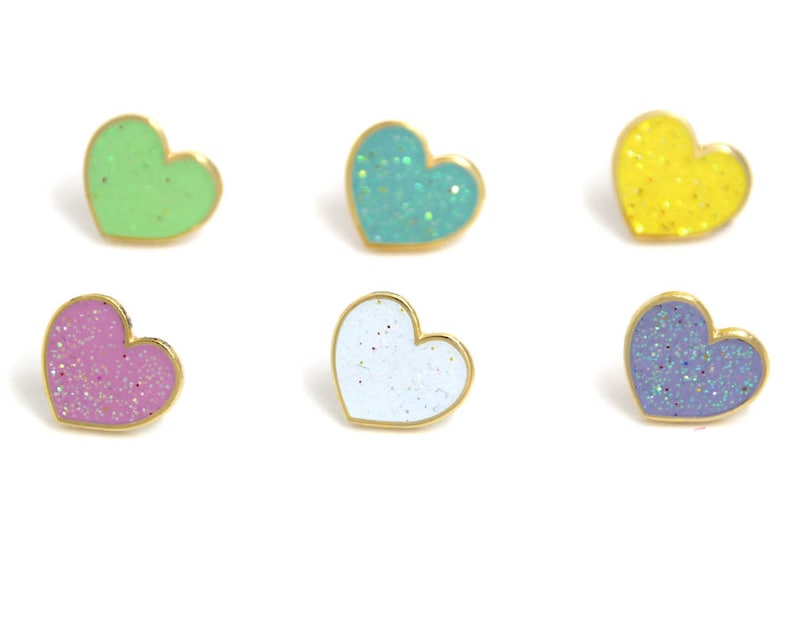 Heart Enamel Pin Set Valentines Day Gift for Her Mini Enamel Pins Pastel Hearts image 3