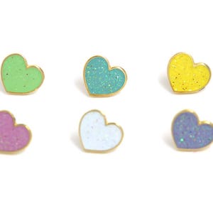 Heart Enamel Pin Set Valentines Day Gift for Her Mini Enamel Pins Pastel Hearts image 4