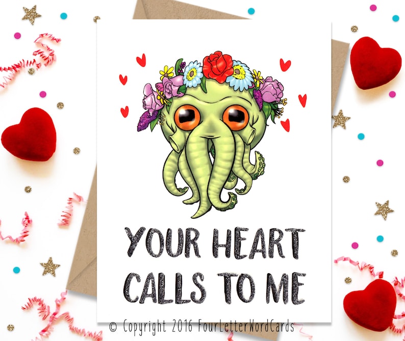 Girlfriend Card Funny Valentine Card for Her Husband Card Cthulhu Gift Wife Card Valentines Day Card Valentines Day Boyfriend Card