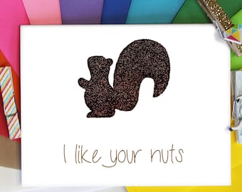 Madura, me gustan tus nueces - Tarjeta divertida para el día de San Valentín - Tarjeta de San Valentín - Tarjeta de felicitación coqueta - Tarjeta de felicitación gay - FourLetterWordCards