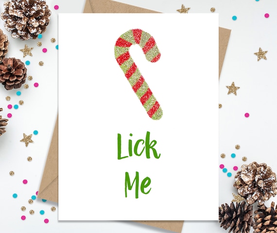 Lick Me, Funny Holiday Card, Funny Greeting, Holiday Card, Card for Her, Funny Gay Card, Silly Card, Sexy Holiday Card, Naughty Card