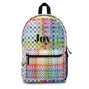 Colorful Checkerboard Backpack - Trendy School Bag, Stylish Travel Pack, Colorful Daypack, Back to School Style
