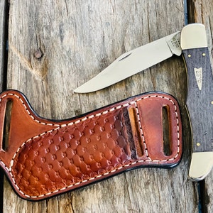 Custodia Deluxe XX Large Hunter fodero fodero in pelle per coltello tascabile fodero per coltello pieghevole fodero orizzontale regalo per papà regalo per lui made in USA