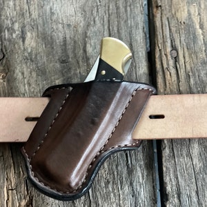Etui pour couteau de poche Buck 110, grand étui en cuir pour couteau de poche, cadeau pour papa, fabriqué aux États-Unis, livré humide