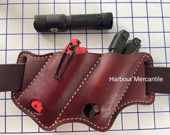 Gaine Leatherman gaine de couteau pliante en cuir gaine horizontale gaine de couteau de poche cadeau pour papa cadeau pour lui fabriqué aux Etats-Unis