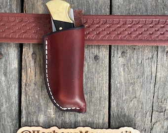 Deluxe Leather pocket knife sheath folding knife sheath vertical sheath gift for dad gift for him made to fit Buck 110 made in USA