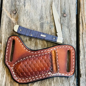 Custodia per coltello pieghevole Case XX Slimline Trapper, fodero in pelle, fodero per coltello tascabile, regalo per papà, regalo per lui, prodotto negli Stati Uniti.
