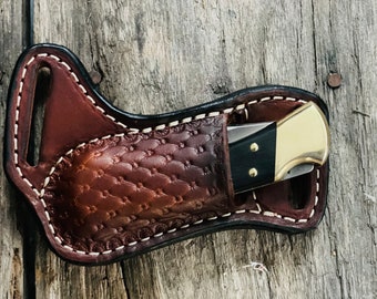 Deluxe Buck 112 sheath Leather Folding knife sheath horizontal sheath pocket knife sheath gift for dad gift for him made in USA