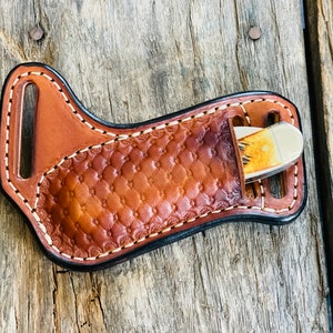 Custodia XX Trapper fodero in pelle fodero per coltello pieghevole fodero per coltello tascabile fodero orizzontale regalo per papà regalo per lui made in USA