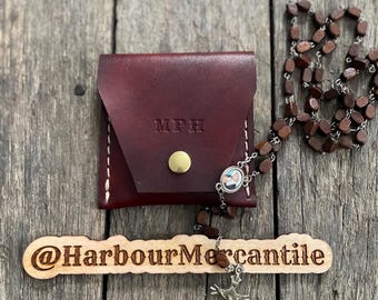 Pochette pour chapelet en cuir pour elle, cadeau pour lui fabriqué aux États-Unis