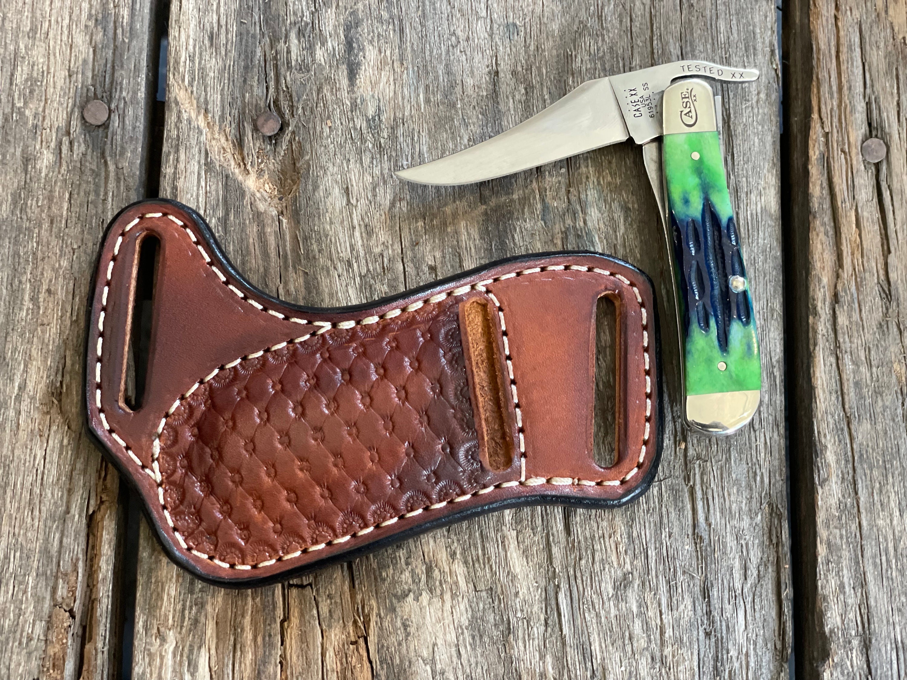 Case XX Russlock Sheath Leather Folding Knife Sheath Pocket Knife