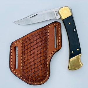 Etui Buck 110, étui en cuir, étui pour couteau pliant, étui pour couteau de poche fabriqué aux États-Unis, étui xx, cadeau de trappeur pour papa, cadeau pour lui fabriqué aux États-Unis
