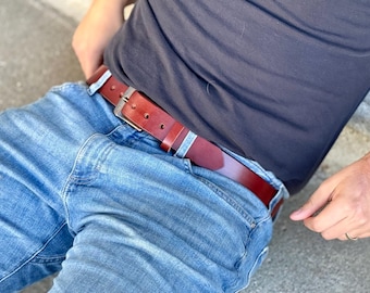 Ceinture en cuir pleine fleur de 14 oz, ceinture de travail, ceinture robuste, ceinture habillée, ceinture décontractée, cadeau pour lui, cadeau pour elle, 1,5 po. fabriqué aux États-Unis
