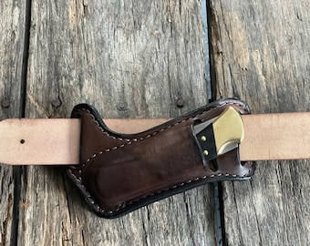 Étui en cuir pour couteau de poche, cadeau pour papa, fabriqué aux États-Unis, moulé à chaud : étui uniquement, couteau non inclus