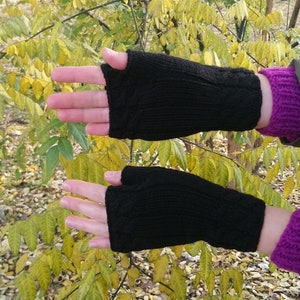 Guantes de vellón sin dedos negros guantes de texto mittens sin dedos  calentadores de muñeca fleece de bambú ecológico -  México