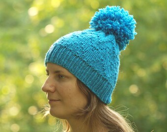 Pom pom hat Women knit beanie Winter beanie Wool hat for woman Pom pom cap Ski hat Winter pom pom beanie