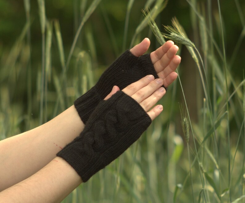 Black Fingerless Gloves Womens Black Gloves Etsy