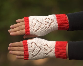 Fingerless gloves Bridal shower gift Wedding gloves for bride Valentine gift Knit women's gloves