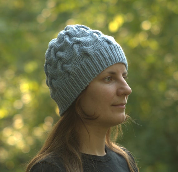 Winter Cable Beanie Women Hand Knit Hat 