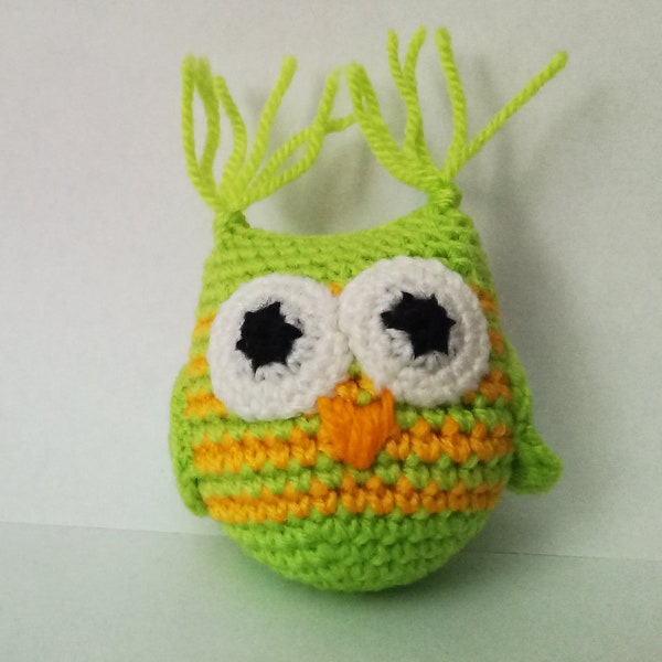 Crochet owl Stuffed bird toy Plush owl Animal softie toy Pocket worry pet Anxiety buddy