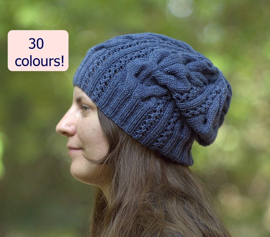 Women Cable Hat Slouchy Beanie Custom Color Hat Women Knit Hat Etsy