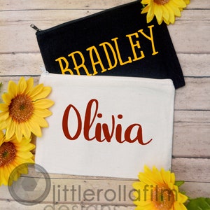 Personalized Cosmetic Bag, Personalized Makeup Bag, Makeup Gift, Canvas Pouch, Pencil Pouch, Stocking Stuffer